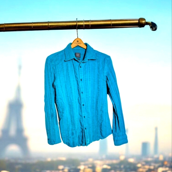 AX sz M Blue Button-Up Shirt By Armani Exchange - Picture 1 of 7